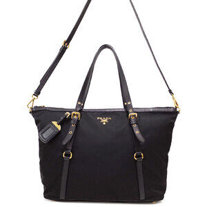 Prada Tessuto Saffiano Leather Tote Bag black
